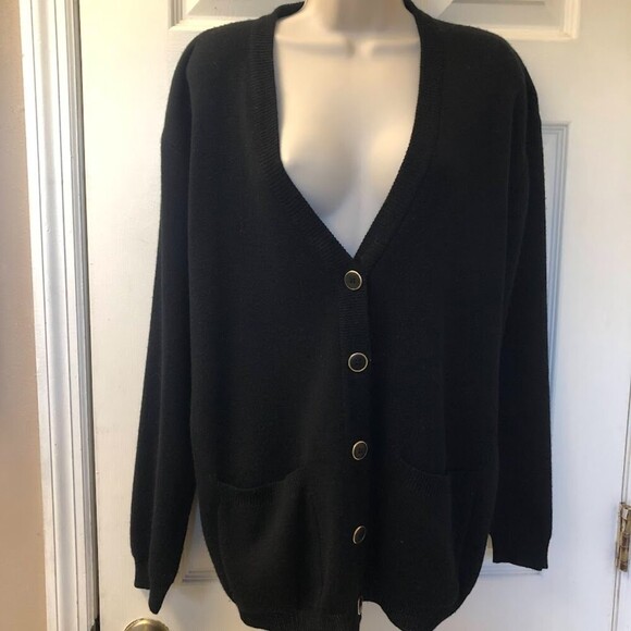 Vintage Westbound Women's Black V Neck Grandma Button Cardigan Sweater Medium - Picture 3 of 10